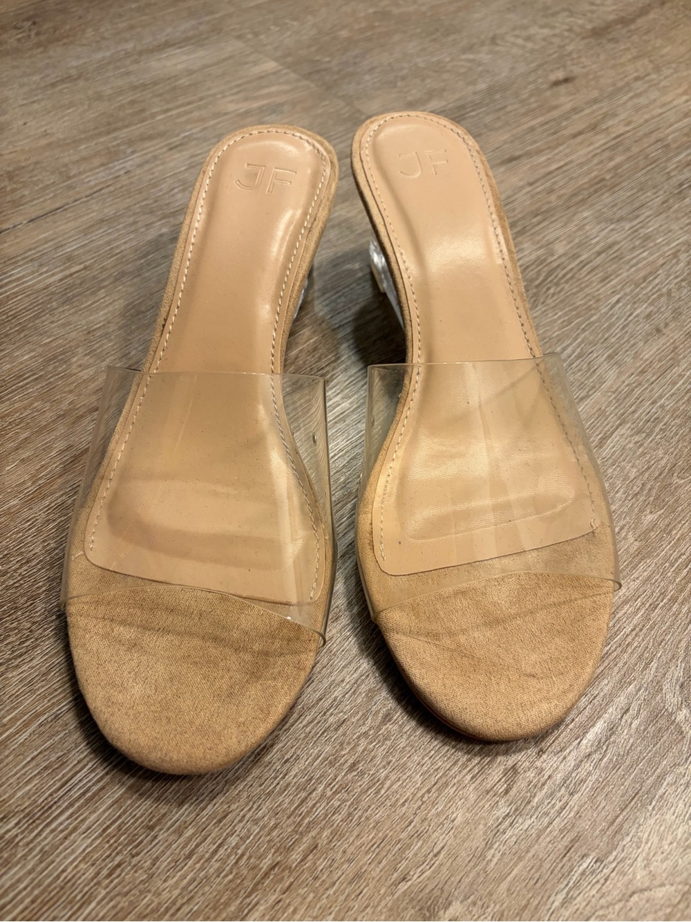 JustFab Nude Clear PVC Slide Mules